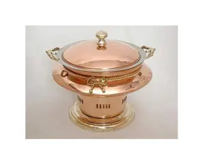 Royal Style Rose Gold Chafing Dish Engraved for Indian Hotel Buffet Food Equipment Unique Selling Production Chafing Dish