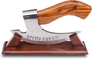 Hacha de pizza de acero de alto carbono hecha a mano personalizada con mango de madera de Rosa y Funda de cuero fino hachas hechas a mano hacha de cocina hacha de carne - Product Image 2