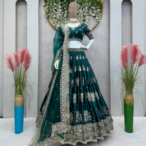 ชุดงานแต่งงานออกแบบสวม lehenga choli กับด้ายและลำดับการทำงาน - Product Image 1
