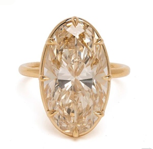 Anillo de Compromiso Clásico LILABA ENTERPRISE para Mujer, Oro Amarillo de 18K, Corte Ovalado Marrón Elegante, Diamantes Cultivados en Laboratorio, Certificado IGI - Product Image 1
