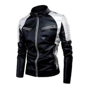 Automne hiver hommes rétro moto veste coupe-vent en cuir PU Slim Fit nouveau Design de mode - Product Image 2