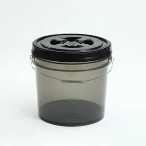 clear plastic printed heavy duty 3.5 gallon paint bucket with lid with tamper evident lid and metal handle