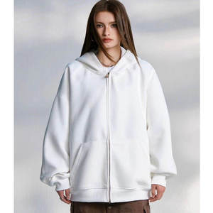 Sudaderas personalizadas con cremallera para hombres y mujeres de talla grande Boxy Fit Drop Shoulder Hoodie con cremallera gruesa de gran tamaño Full Zip up Hoodies - Product Image 4