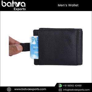 Top vente Nappa chèvre cuir mince portefeuille hommes qualité supérieure RFID bloquant court coton bi-pli fermeture Logo personnalisé - Product Image 2