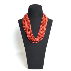 Italian natural red coral olive necklace mm 4,5 for jewellery factory price