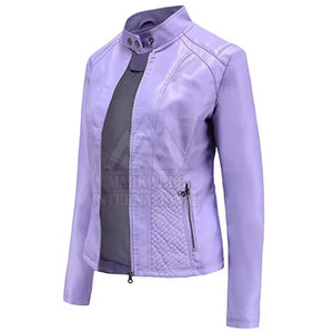 Customized Wholesale Fashion Women Solid Color Leather Jacket Custom Design Genuine Leather Fashion Jacket - Product Image 6