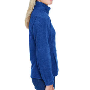 แจ็คเก็ตขนแกะไมโครซิปเต็มตัวสำหรับผู้หญิงสีม่วง,สไตล์แคมปัส - Product Image 6