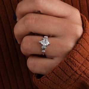 Anillo fino de Plata de Ley 925 Moissanite Original corte de pera diamante solitario anillo clásico regalo de fiesta de aniversario para socio - Product Image 5