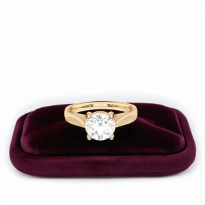 Anillo de compromiso de diamante de corte redondo de moissanita de 2,00 quilates de oro macizo de 10K14K18K hecho a mano en anillos de diamantes - Product Image 1