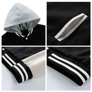 Logo brodé personnalisé veste universitaire d'hiver pour hommes à capuche pur 100% coton chaud polaire Letterman veste universitaire pour hommes - Product Image 4