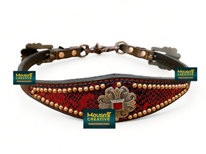 La elección del comprador Western Horse Wither Strap Argentina Cuero Piel de serpiente roja Textura Accesorios de cobre Fabricante ecuestre OEM - Product Image 2