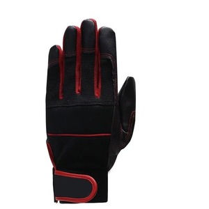 Guantes de montaje trasero de lona de Palma de cuero de piel de cabra de grano Premium de seguridad industrial, sin forro, guantes de mecánico de trabajo de puño de cierre - Product Image 6