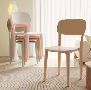 Colorful <b>Plastic</b> Chairs Modern Dining Chair Set Contemporary Low Back Chairs for Dining <b>Table</b> Living Room Office Restaurant - Product Image 2