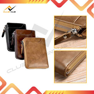 Cartera de Cuero Resistente con Bloqueo RFID para Hombre, Tarjetero, Monedero con Cremallera, Impermeable, Color y Logotipo Personalizables con Degradado - Product Image 4