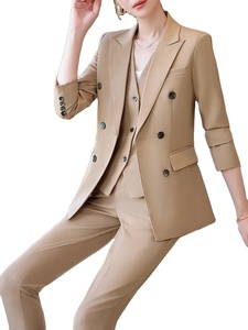 Otoño Invierno mujer chaleco Blazer y pantalón traje negro caqui Oficina señoras negocios trabajo carrera desgaste Formal 3 piezas conjunto 2026 - Product Image 3