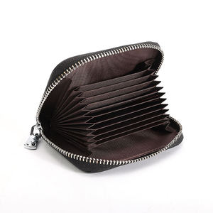 Portefeuille mince classique personnalisé fait à la main en cuir de vache de haute qualité portefeuille court à fermeture éclair imperméable pour carte de crédit pour hommes femmes - Product Image 3