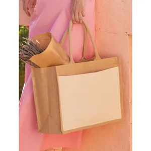 Borse Promozionali Personalizzate in Cotone con Tasca in Juta per Merchandising - Product Image 3