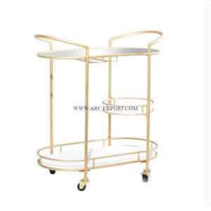 Table basse à 3 niveaux en métal et verre de qualité supérieure Table de centre de chariot de service de restaurant Table de décoration intérieure classique - Product Image 1