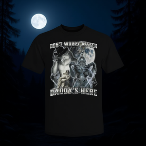 Alpha <b>Wolf</b> <b>T</b>-<b>Shirt</b> Don'<b>t</b> Worry Kitten Daddy's Here Graphic Design Unisex Fit - Product Image 3