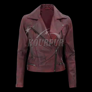 Veste en cuir PU 100% personnalisée pour femmes nouveau style motif solide réversible en peau de mouton noir foncé et marron pour l'extérieur - Product Image 1