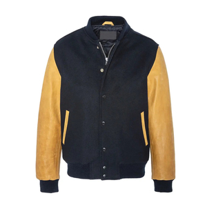 Chaquetas Varsity de Invierno para Hombre, Personalizadas, con Cuello Alto, Logotipo Frontal, Impermeables, Resistentes al Viento, Transpirables, Mezcla de Poliéster y Algodón - Product Image 1