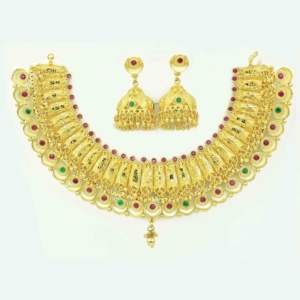 Juego de Joyería de Moda de Oro de 14K, 18K y 24K Hecho en India, Conjunto de Collares Cortos, Joyería de Latón Rellena de Oro, Oro Joyería. - Product Image 3