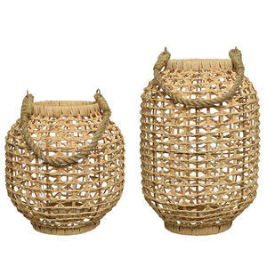 Ensemble de lanterne intérieure moderne Vietrustic lanterne en rotin de bambou lanternes suspendues tressées - Product Image 1