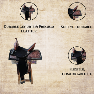 Caballo de cuero occidental silla de montar de alta calidad floral tallado a mano - Product Image 5