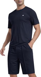 Conjunto de Verano 2025 de Dos Piezas, Chándal Personalizado con Bordado Chenille, Color Sólido, Camisa de Manga Corta con Cierre y Solapa, y Pantalones Cortos para Hombre - Product Image 2