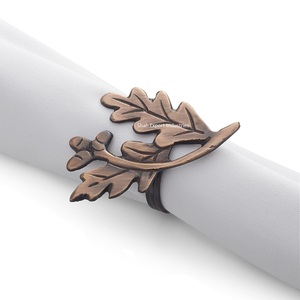 Double Leaf Design metal Napkin Ring <b>Copper</b> Antique Best Shape Napkin Holder for Wedding Dinner Parties <b>Table</b> Decor - Product Image 2