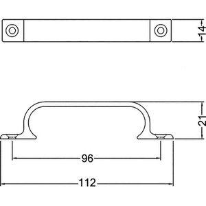 <b>Silver</b> Anodized Aluminum Handle 21mm Projection 112mm Length 14mm Width 2 Holes for Furniture - Product Image 3