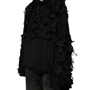 Sweat à capuche surdimensionné de luxe pour homme, fabriqué sur mesure, style punk Wasteland, déchiré, vintage, lavé, de haute qualité, mode d'hiver 2025 - Product Image 4