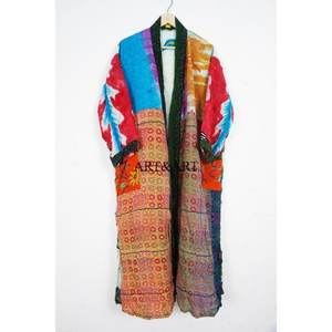 Vintage Elegant Silk Sari Kimono Women's Soft Breathable Robe Nightgown Sleepwear - Product Image 4