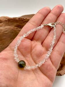 100% Genuine Moldavite Round Beaded <b>With</b> Herkimer <b>Bracelet</b>, Natural Moldavite <b>Bracelet</b> For Women & Men - Product Image 6