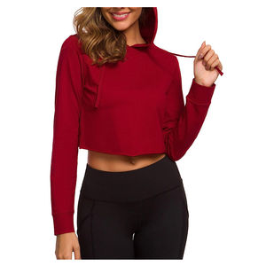 2025 Logo personnalisé dames pull à capuche haute qualité à manches longues haut court avec capuche pour Fitness tricoté conception de vêtements d'hiver - Product Image 6