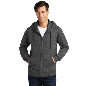 Sudadera con capucha y cremallera de lana de algodón suave liso de alta calidad con estampado de abullonado personalizado para hombre - Product Image 1