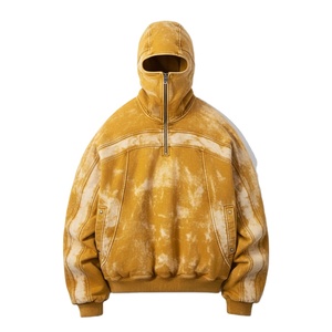 เสื้อฮู้ดดี้ดีไซน์ใหม่ล่าสุดสำหรับฤดูหนาว คอสูง ปิดหน้าแบบนินจา ซิปครึ่งตัว ผ้าฝ้าย 100% ทรงโอเวอร์ไซส์ สำหรับผู้ชาย รับสั่งทำ - Product Image 3