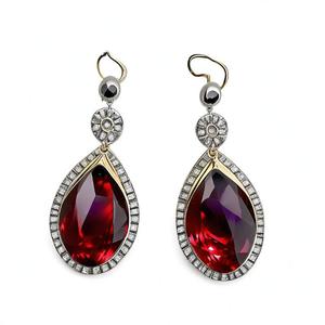 2025 fait à la main naturel grenat pierres précieuses longues boucles d'oreilles mode plaqué or bijoux - Product Image 3