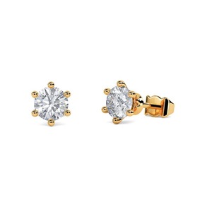 Pendientes Tradicionales de Diamantes Redondos de 0.30 Ct, Diamantes Cultivados en Laboratorio en Platino, para Fiesta de Compromiso - Product Image 2