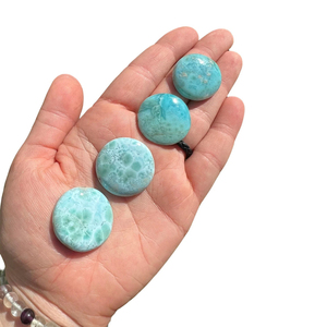 Piedra preciosa de Larimar Natural azul tradicional india 3-21 MM forma redonda cabujón suelto piedras preciosas accesorios de joyería fina - Product Image 2