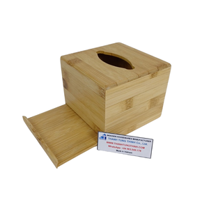 Boîte à mouchoirs en bois, design carré en bambou naturel avec étiquette, fabriqué au Vietnam - Product Image 5