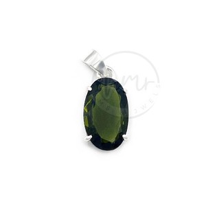 Colgante de moldavita natural, piedra preciosa ovalada certificada, Plata de Ley 925, hecho a mano, Tektite checo, curación, venta al por mayor, joyería de moldavita - Product Image 4
