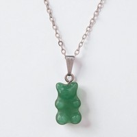 Collier pendentif mini-ours en laiton de haute qualité, mignon et tendance, avec chaîne à maillons en moissanite, plaqué or/argent, vente en gros