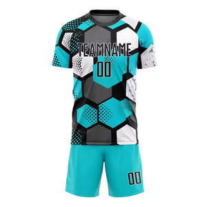 Último Modelo de Uniformes de Fútbol con Serigrafía, Conjuntos de Camisetas y Pantalones Cortos con Logotipo Personalizado, MOQ Bajo, Antibacterianos, Impermeables y Elásticos - Product Image 2