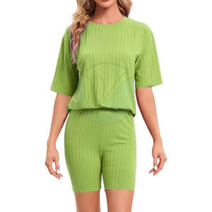 Conjunto de pantalones cortos de verano informal para mujer en patrón sólido Nuevo diseño Disponibilidad al por mayor - Product Image 6