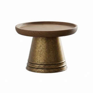 Support de service à trois niveaux de qualité supérieure en métal galvanisé et bois de manguier Plateau de présentation Gâteau Dessert Fruits Pour la maison et l'hôtel - Product Image 5