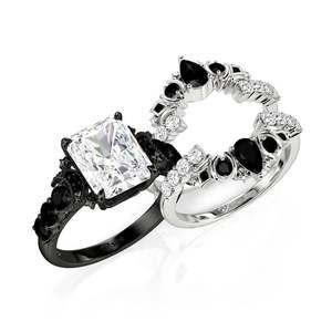 Ensemble de bagues Jeulia Luna Astra Lune et Étoile en argent sterling à coupe radiante, bijoux de mode - Product Image 2