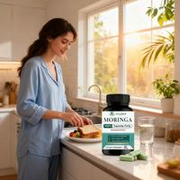 Capsules d'extrait pur de feuilles de Moringa 500mg – Poudre pure pour la santé immunitaire et intestinale – Supplément superalimentaire quotidien – Capsules de Moringa