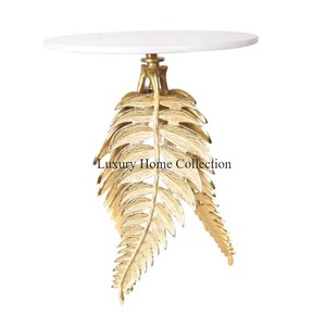 Hôtel cylindrique en métal de forme ronde et table latérale de meubles de maison et couleur potable d'or de Tableau avec la couleur blanche supérieure de marbre - Product Image 4