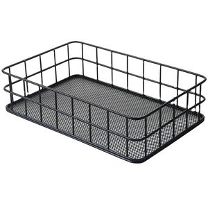<b>Metal</b> Serving <b>Tray</b> Galvanized <b>Metal</b> <b>Tray</b> with Retro Design Wire Frame Black <b>Metal</b> Wire Serving <b>Trays</b> with Handle Rectangular - Product Image 2